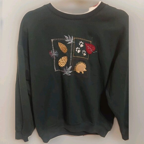 Vintage 90’s Bolo Spirit Hedgehog Autumn Crewneck Sweater Women’s M Grannycore - Picture 1 of 6